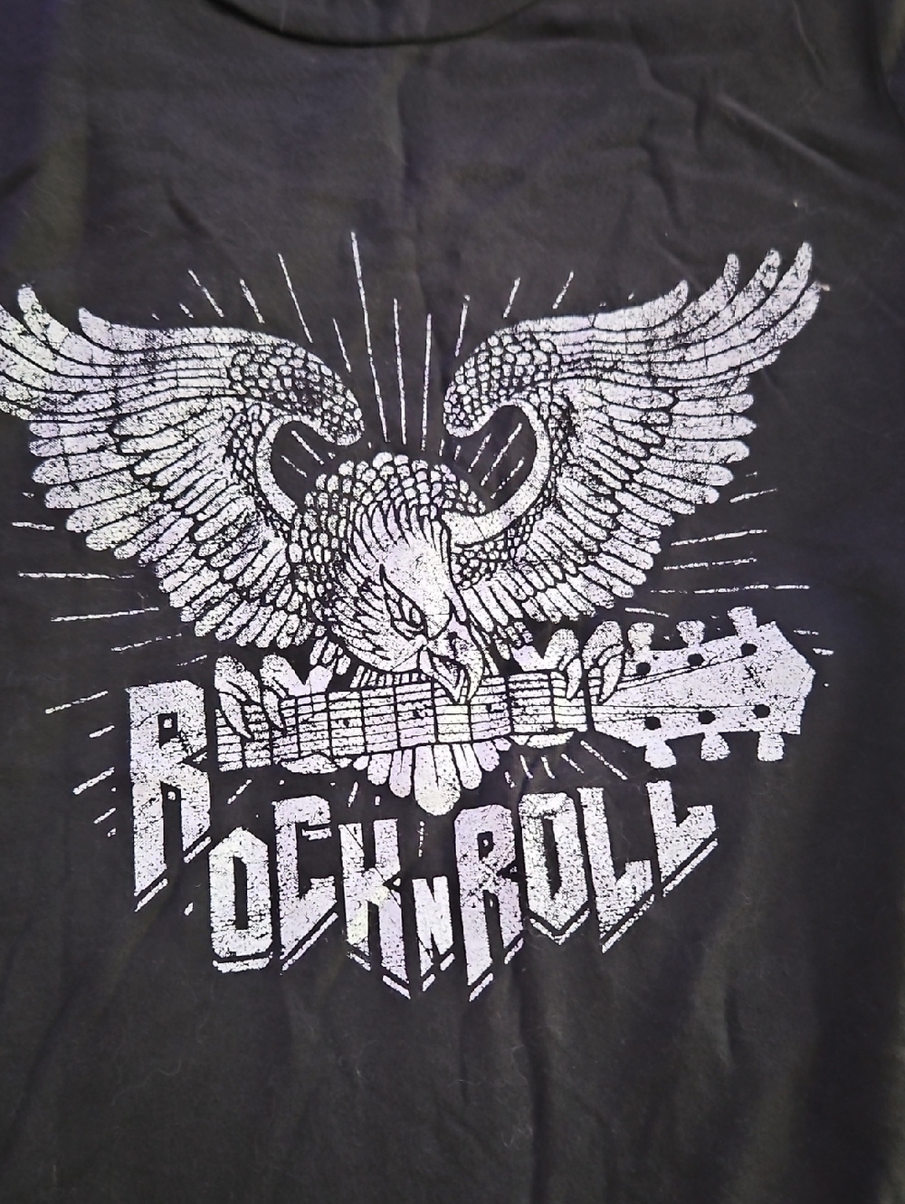 Black Graphic 'Rock N Roll' Eagle Tee